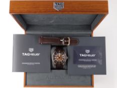 TAG HEUER AUTAVIA BOX AND PAPERS 2022, circular smoke brown dial with applied arabic numeral hour