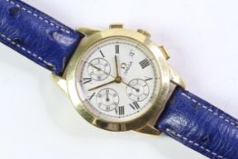 VERY RARE 18CT OMEGA LOUIS BRANDT CHRONOGRAPH, circular textured cream dial with roman numeral