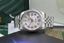 ROLEX DATEJUST ARABIC DIAL FULL SET 116234, circular silvered dial with blue Arabic numerals,