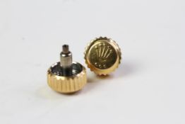 2x Rolex Submariner gold Crowns, 7mm, 3 dots