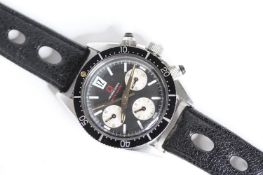VINTAGE UNIVERSAL GENEVE SPACE COMPAX CHRONOGRAPH, Circular black dial with three white subsidiary