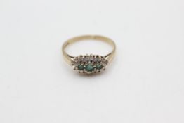 9ct gold diamond & emerald ring (1.4g)