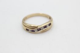 9ct gold diamond & amethyst channel set twist ring (2.5g)