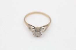 9ct gold clear gemstone solitaire ring (1.6g)