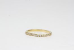 18 yellow gold full diamond eternity ring. Estimated0.50 carats. Size K