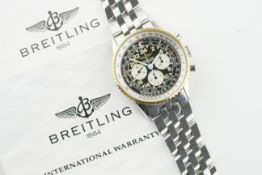 BREITLING NAVITIMER COSMONAUTE STEEL & GOLD CHRONOGRAPH W/ GUARANTEE PAPERS REF. 81600F CIRCA 1990S,