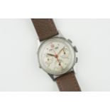 GENTLEMENS LEONIDAS TRIPLE CALENDAR CHRONOGRAPH WRISTWATCH, circular patina triple register dial