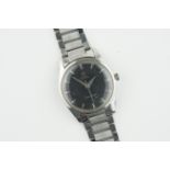 OMEGA SEAMASTER 7912 FLAT LINK BRACELET WRISTWATCH, circular black gilt dial with hour markers and