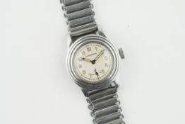 RARE GENTLEMENS LONGINES STEPPED WRISTWATCH CIRCA 1937, circular off white dial with arabic