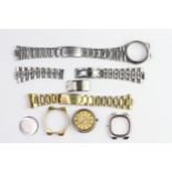 A collection of Vintage Omega spares, bracelets and cases, including; gold plated Omega braclet 1198