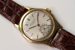 1950s PATEK PHILIPPE CALATRAVA 18CT REFERENCE 2451, circular silver dial with baton hour markers,
