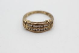 9ct gold diamond double row channel set ring (2.8g)