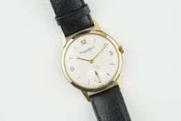 IWC SCHAFFHAUSEN 9CT GOLD DRESS WATCH, circular off white dial with gold hour markers and hands,