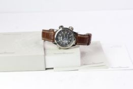 18CT JAEGER LECOULTRE MEMOVOX MASTER COMPRESSOR WITH PAPERS 2002, circular grey dial with arabic and