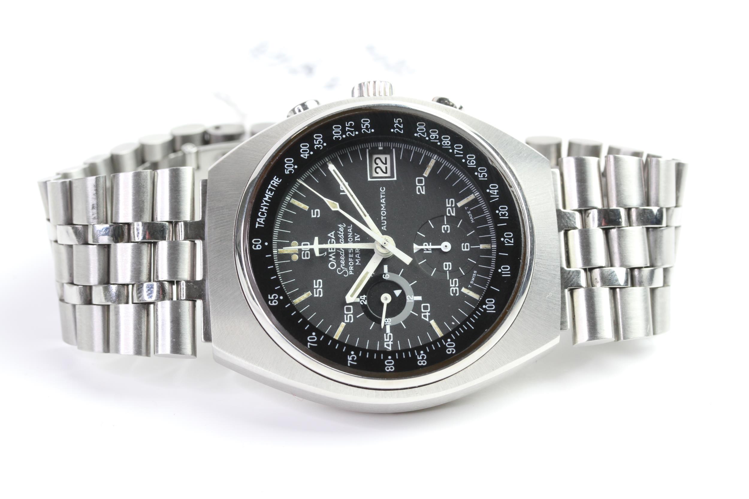 VINTAGE OMEGA SPEEDMASTER MKIV REFERENCE 176.009 WITH BOX AND PAPERS, circular black dial, - Image 5 of 10