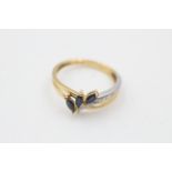 9ct gold diamond & sapphire dress ring (1.7g)