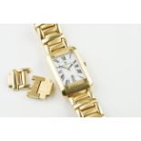 MAURICE LACROIX 18CT YELLOW GOLD DATE WRISTWATCH, rectangular white dial with black hour markers and