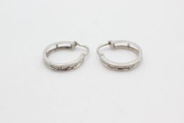 9ct white gold diamond hoop earrings (1.4g)