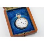 WALTHAM 10CT GOLD PLATE POCKET WATCH W/ BOX, circular white dial with hour markers and hands, 40mm