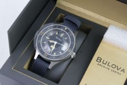 NOS BULOVA MIL-SHIPS-W-2181 DIVE WATCH, circular black dial with dot hour markers, uni-directional