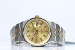 ROLEX DATEJUST OYSTER QUARTZ REFERENCE 17013 CIRCA 1979/80 WITH PAPERS, champagne dial with baton