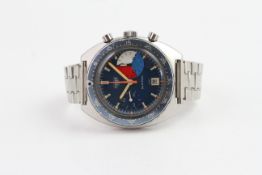 VINTAGE HEUER SKIPPER REFERENCE 73463,  circular blue dial, ‘big eye’ regatta subsidiary dial,