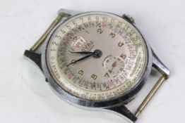 VINTAGE ROVAC WRIST WATCH, circular silver dial with arabic numeral hour markers, subsidiary seconds