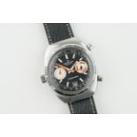 BREITLING CHRONO-MATIC CHRONOGRAPH WRISTWATCH REF. 2112, circular black twin register dial with hour