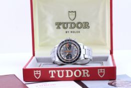 RARE TUDOR MONTE CARLO ‘HOME PLATE’ REFERENCE 7031 CIRCA 1972 WITH BOX AND PAPERS, grey dial with