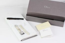 CHRISTIAN DIOR MALICE BOX AND PAPERS, mother of pearl dial, baton hour markers and arabic numeral 12