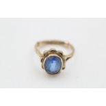 9ct gold vintage sapphire solitaire ring (2.9g)