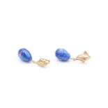 9ct gold vintage glass drop earrings (4.6g)