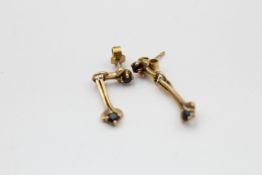 9ct gold sapphire drop earrings (2.1g)