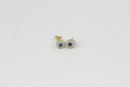 18YG round sapphire and diamond earrings, D Est 0.80 carats