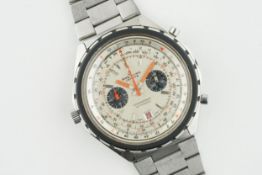 BREITLING CHRONOMAT AUTOMATIC CHRONOGRAPH WRISTWATCH REF. 1808, circular silver dial with hour