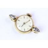 18ct diamond cocktail watch, cream dial, baton and dot hour markers, 18mm 18ct case, diamond set