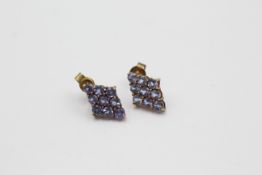 10ct gold tanzanite honeycomb set studs (1.4g)