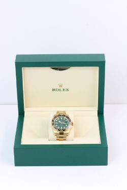 18CT ROLEX GMT MASTER II GREEN DIAL REFERENCE 116718LN BOX AND PAPERS 2016