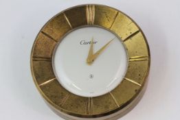 Vintage Cartier 1960s Yellow Gold 8 Day Mechanical Desk Clock