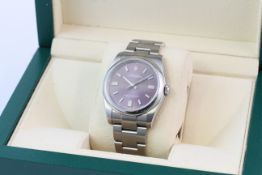 ROLEX OYSTER PERPETUAL RED GRAPE REFERENCE 116000 BOX AND PAPERS 2015