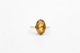 9ct gold oval cut citrine antique ring (1.7g)