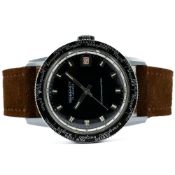 GENTLEMAN'S REGENCY WORLD-TIMER "DIVER" STYLE, 2054 U, CIRCA. 1960S, 36MM CASE, circular black