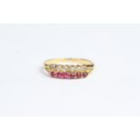Ruby and diamond double row ring