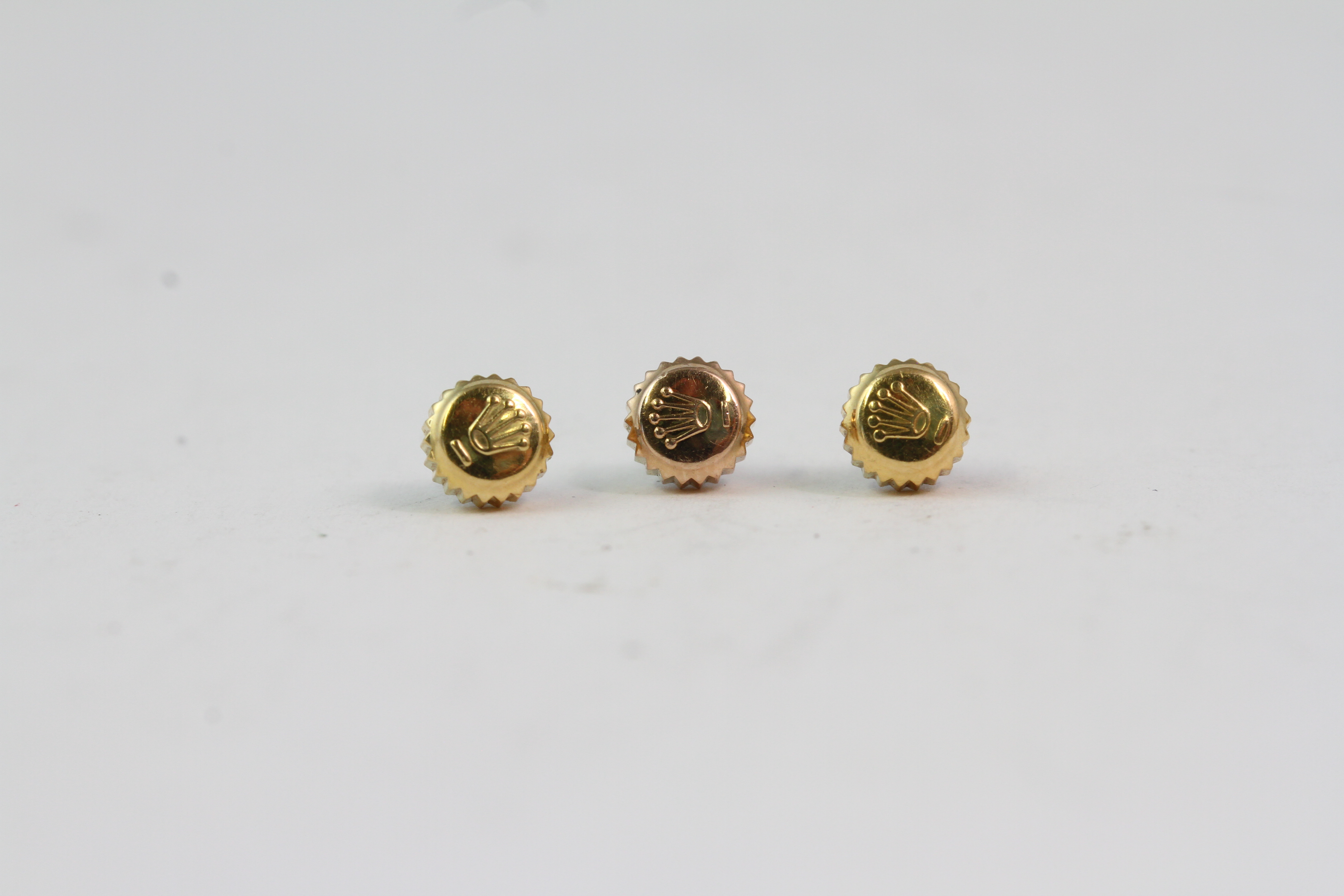 3x GOLD ROLEX CROWNS 5MM - Image 2 of 3