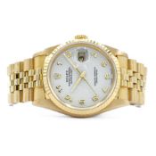 GENTLEMAN'S RARE 18CT ROLEX DATEJUST "JUBILEE DIAL", 16238, APRIL 1997 COMPLETE SET, 36MM CASE