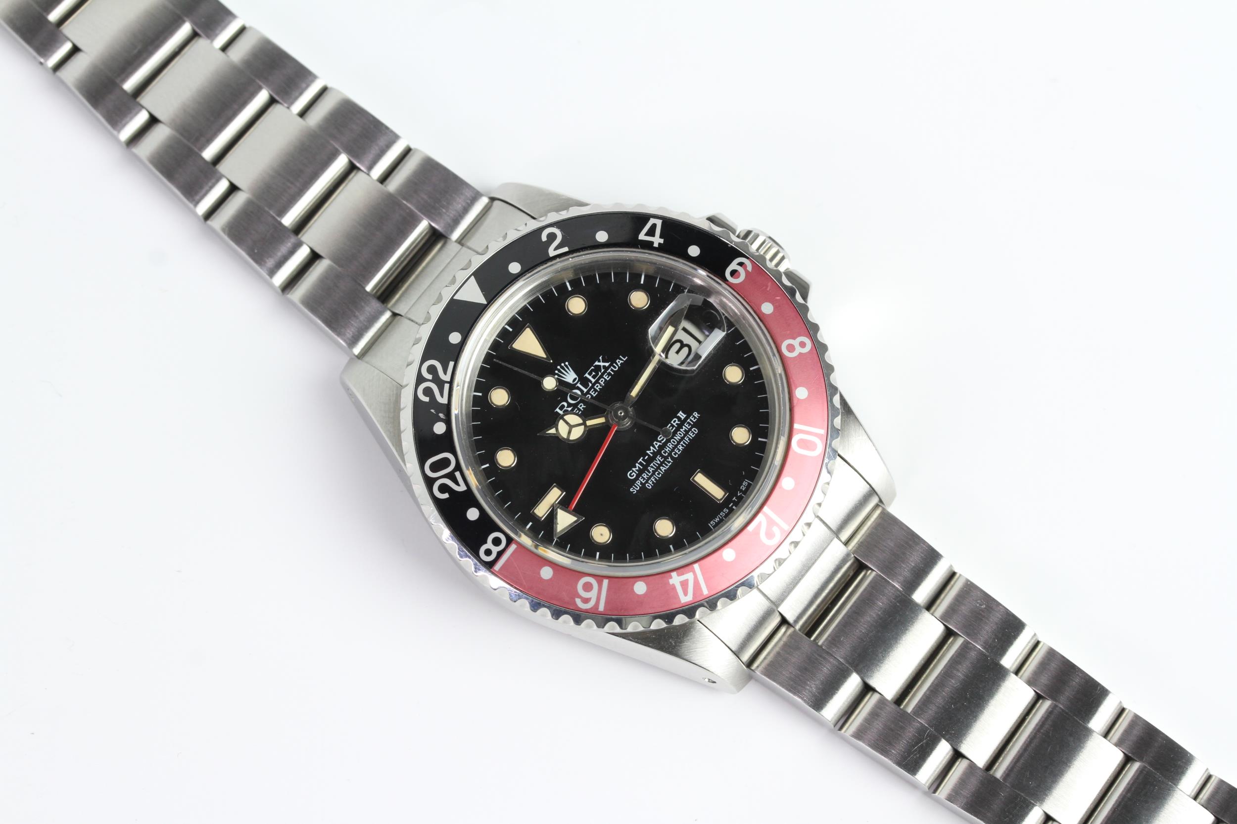 RARE ROLEX GMT MASTER II 'FAT LADY' NON DATE DIAL REFERENCE 16760 CIRCA 1984 - Image 7 of 11