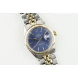 ROLEX OYSER PERPETUAL DATEJUST STEEL & GOLD REF. 1601 CIRCA 1968, circular blue dial with gold