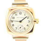 1935 RARE ROLEX OYSTER MODEL IN 9CT CUSHION OYSTER CASE WITH 9CT GOLD PERIOD BRACELET. CAL. 10.5H,