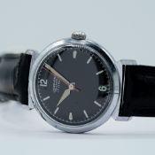 *TO BE SOLD WITHOUT RESERVE* GENTLEMAN'S JUNGHANS TRILASTIC BLACK DIAL, CIRCA. 1950S, 33MM FANCY LUG