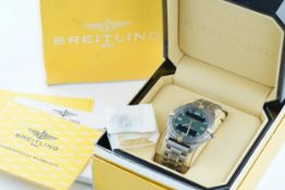 BREITLING AEROSPACE CHRONOMETER WATCH BOX & GUARANTEE PAPERS REF F65062, circular digital dark green